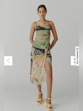 Urban Outfitters Postcard Print Wild Seam
Slip Mesh Dress Women’s Large